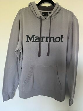 Marmot Light Gray Pullover Hoodie with Dark Gray Logo